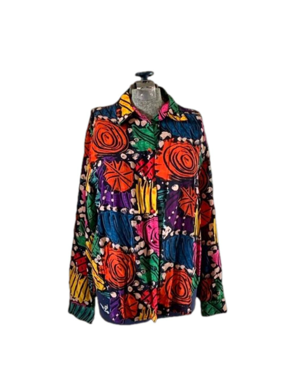 Womens Allison Taylor colourful abstract floral blouse red blue